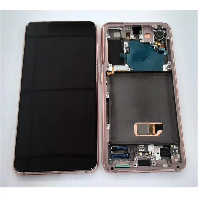Pantalla para Samsung Galaxy S21 5G SM-G991B SM-G991 G991B G991 GH82-27255D mas táctil negro mas marco phantom rosa