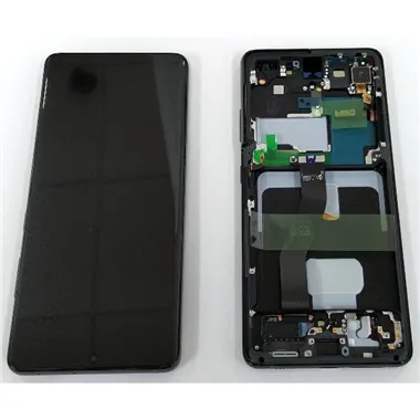 Pantalla para Samsung SM-G998B Galaxy S21 Ultra GH82-26036A + táctil negro + marco Phantom Black Service Pack Premi