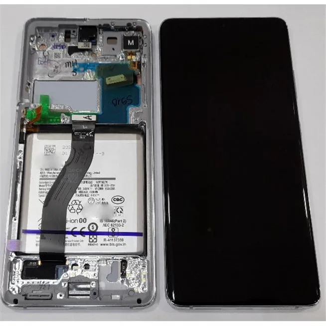 Pantalla para Samsung SM-G998B Galaxy S21 Ultra GH82-24591B GH82-24925B + táctil negro + marco plata Service Pack P