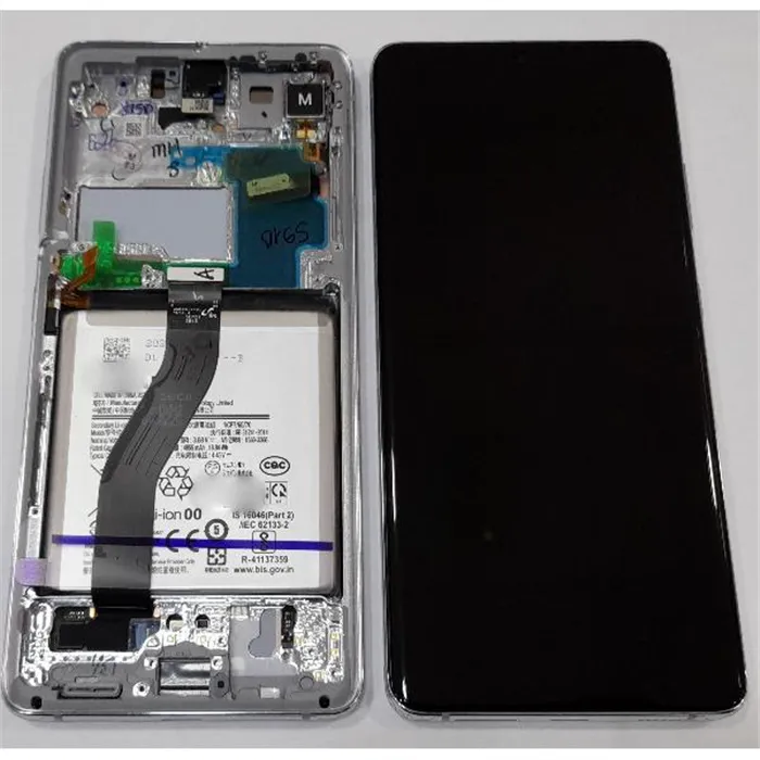 Pantalla para Samsung SM-G998B Galaxy S21 Ultra GH82-24591B GH82-24925B + táctil negro + marco plata Service Pack P