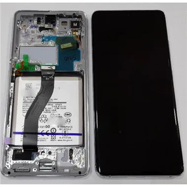 Pantalla para Samsung SM-G998B Galaxy S21 Ultra GH82-24591B GH82-24925B + táctil negro + marco plata Service Pack P