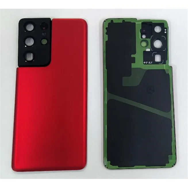Tapa trasera o tapa bateria roja para Samsung Galaxy S21 Ultra SM-G998 mas cubierta camara