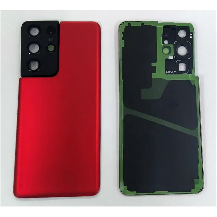 Tapa trasera o tapa bateria roja para Samsung Galaxy S21 Ultra SM-G998 mas cubierta camara