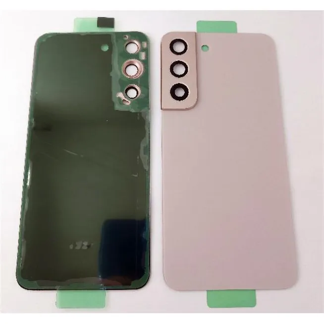 Tapa trasera o tapa bateria rosa para Samsung Galaxy S22 S901 con lente de camara