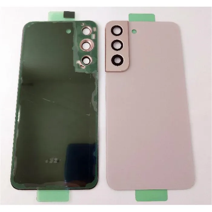 Tapa trasera o tapa bateria rosa para Samsung Galaxy S22 S901 con lente de camara