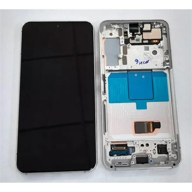 Pantalla lcd para Samsung Galaxy S22 SM-S901 GH82-27520B mas tactil negro mas marco phantom blanco Service Pack