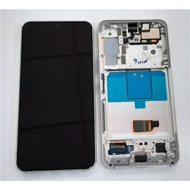 Pantalla lcd para Samsung Galaxy S22 SM-S901 GH82-27520B mas tactil negro mas marco phantom blanco Service Pack