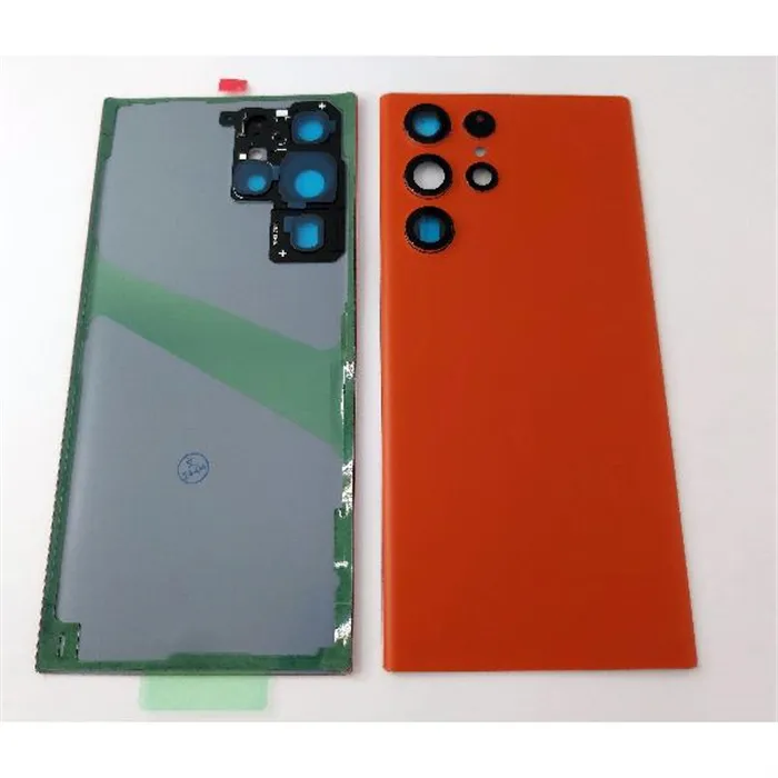 Tapa trasera o tapa bateria naranja para Samsung Galaxy S22 Ultra S908 mas lente de camara