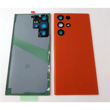 Tapa trasera o tapa bateria naranja para Samsung Galaxy S22 Ultra S908 mas lente de camara