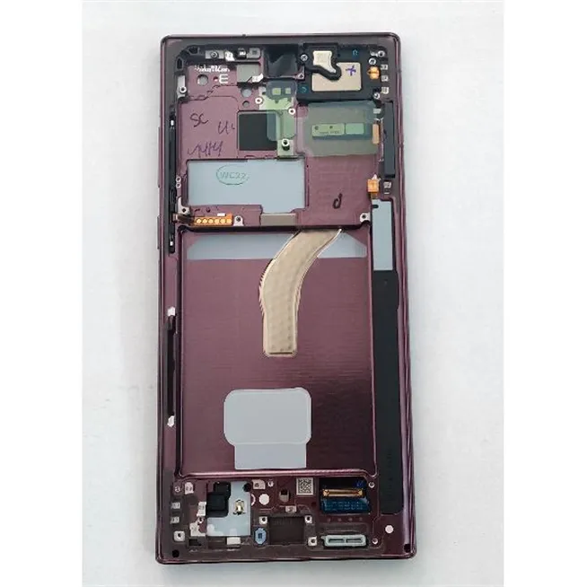 Pantalla lcd para Samsung Galaxy S22 Ultra SM-S908B GH82-27488B GH82-27489B tactil negro marco burgundy Service pac