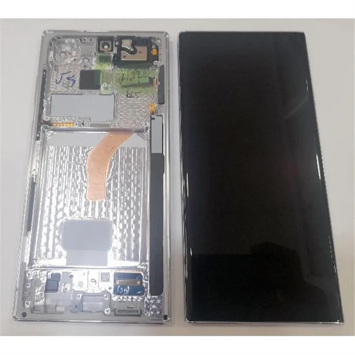 Pantalla lcd para Samsung Galaxy S22 Ultra SM-S908B GH82-27488C mas tactil negro mas marco blanco Service Pack Prem
