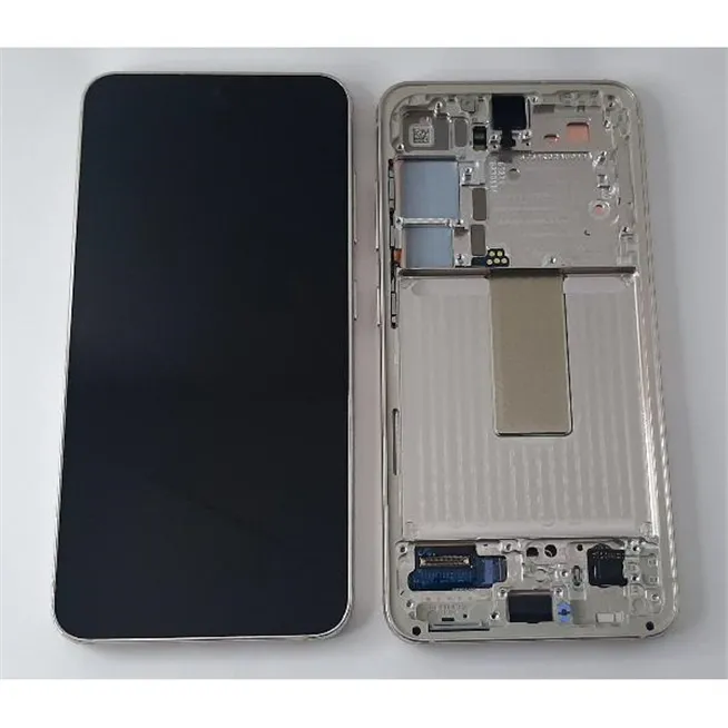 Pantalla lcd para Samsung Galaxy S23 SM-S911B mas tactil negro mas marco crema Service Pack GH82-30481B GH82-30480B
