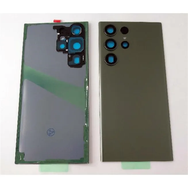Tapa trasera o tapa bateria verde oscuro para Samsung Galaxy S23 Ultra SM-S918 con cubierta de camara
