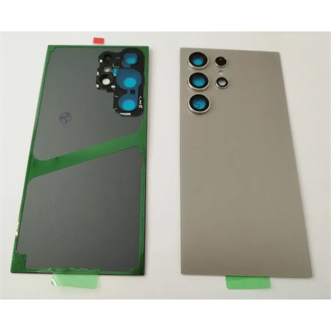 Tapa trasera o tapa bateria gris para Samsung Galaxy S24 Ultra S928 con lente de camara