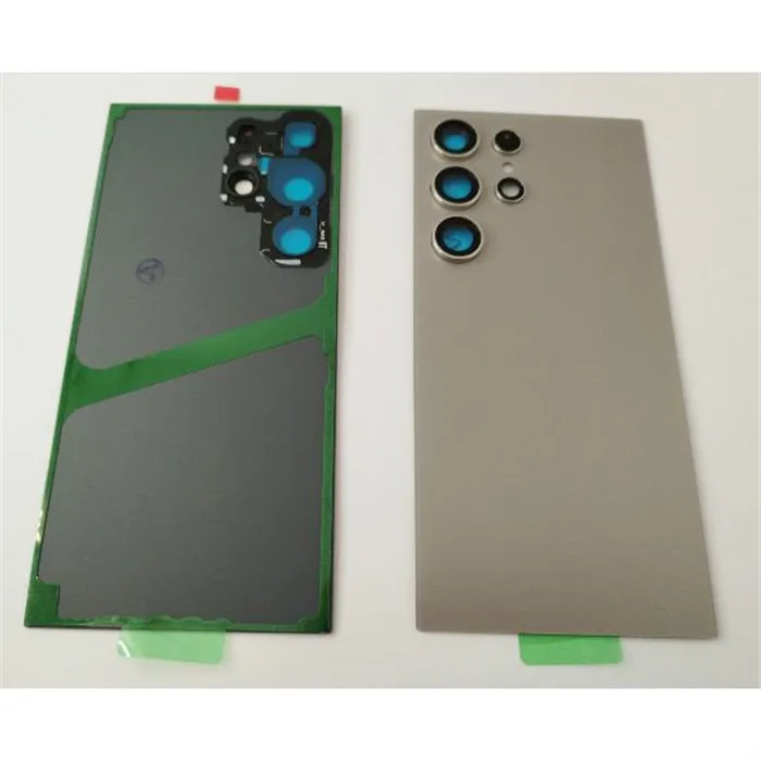 Tapa trasera o tapa bateria gris para Samsung Galaxy S24 Ultra S928 con lente de camara