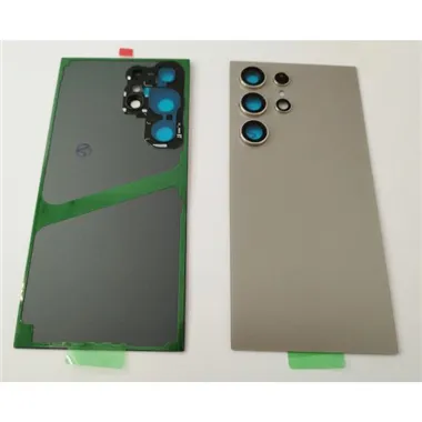 Tapa trasera o tapa bateria gris para Samsung Galaxy S24 Ultra S928 con lente de camara