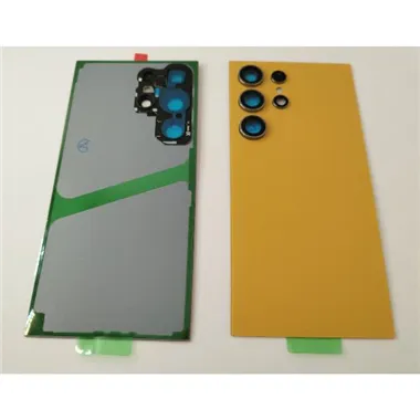 Tapa trasera o tapa bateria naranja para Samsung Galaxy S24 Ultra S928 con lente de camara