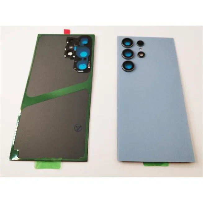 Tapa trasera o tapa bateria azul para Samsung Galaxy S24 Ultra S928 con lente de camara
