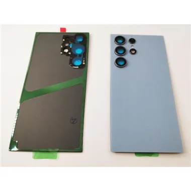Tapa trasera o tapa bateria azul para Samsung Galaxy S24 Ultra S928 con lente de camara