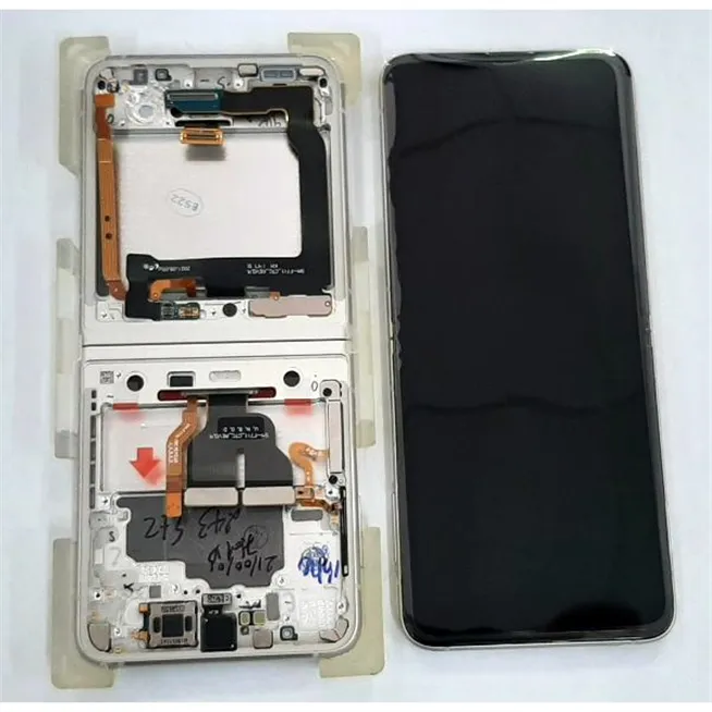 Pantalla lcd para Samsung Galaxy Z Flip 3 5G F711 GH82-26273B mas tactil negro mas marco crema Service Pack