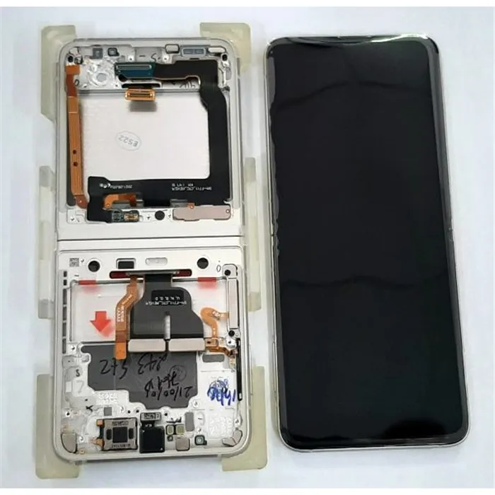 Pantalla lcd para Samsung Galaxy Z Flip 3 5G F711 GH82-26273B mas tactil negro mas marco crema Service Pack