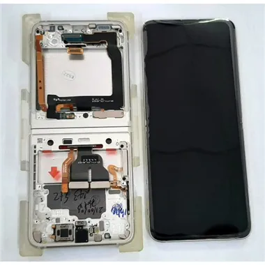 Pantalla lcd para Samsung Galaxy Z Flip 3 5G F711 GH82-26273B mas tactil negro mas marco crema Service Pack