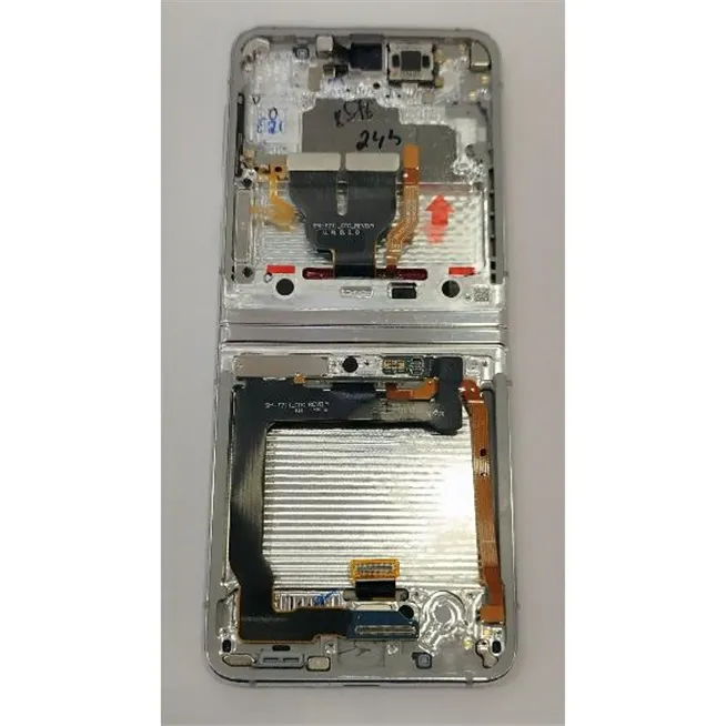 Pantalla lcd para Samsung Galaxy Z Flip 3 SM-F711B mas tactil negro con marco plata GH82-27243E Service Pack