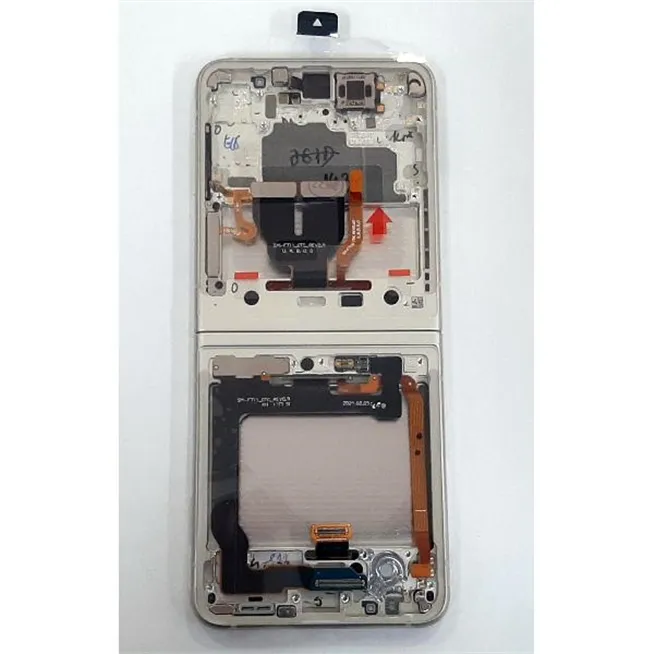 Pantalla lcd para Samsung Galaxy Z Flip 3 5G F711 GH82-27243B mas tactil negro mas marco crema Service Pack