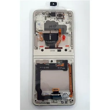 Pantalla lcd para Samsung Galaxy Z Flip 3 5G F711 GH82-27243B mas tactil negro mas marco crema Service Pack