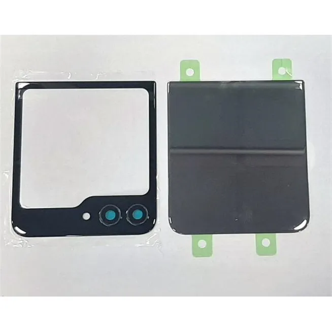 Set 2 tapa trasera o tapa bateria negra para Samsung Galaxy Z Flip 5 5G SM-F731B mas cubierta camara