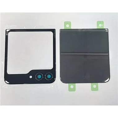 Set 2 tapa trasera o tapa bateria negra para Samsung Galaxy Z Flip 5 5G SM-F731B mas cubierta camara