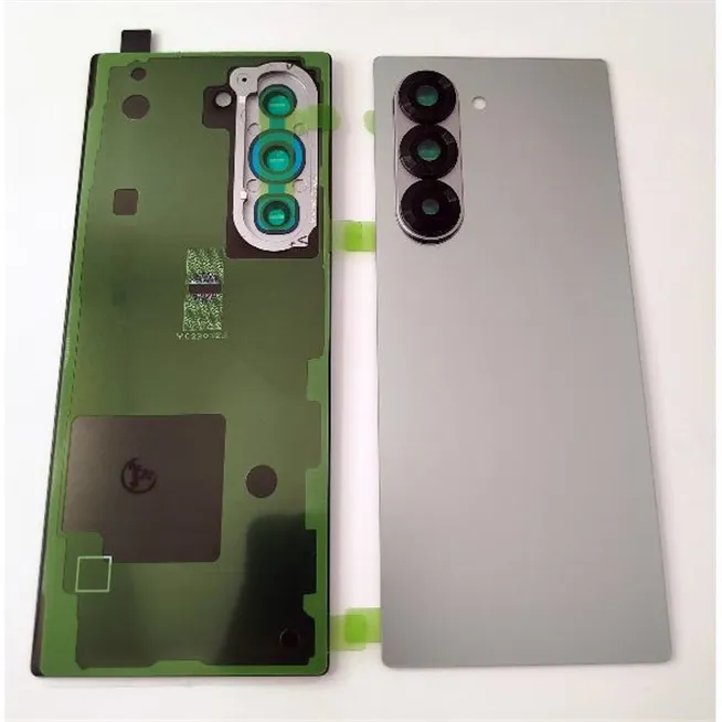 Tapa trasera o tapa bateria gris para Samsung Galaxy Z Fold 6 F956 con cristal de camara