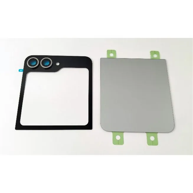 Tapa trasera o tapa bateria gris para Samsung Galaxy Z Flip 6 5G F741 con lente de camara