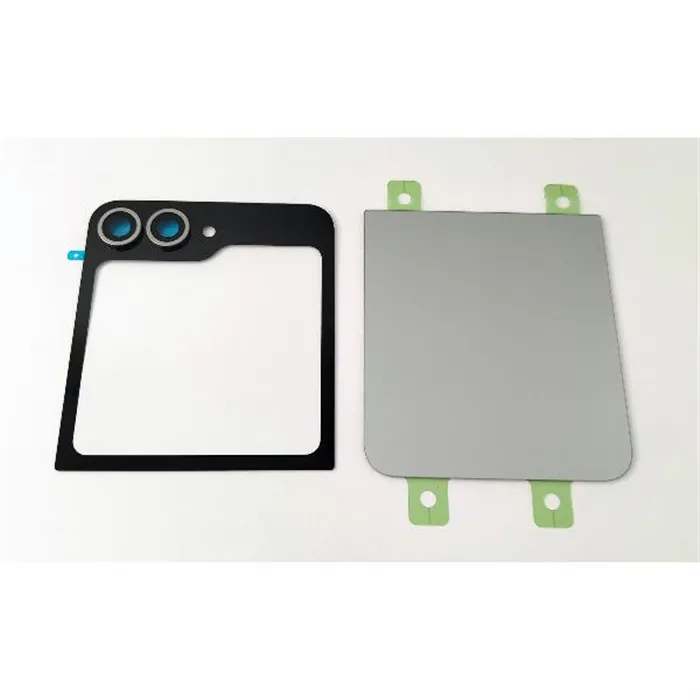 Tapa trasera o tapa bateria gris para Samsung Galaxy Z Flip 6 5G F741 con lente de camara