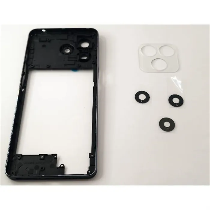 Carcasa o marco central negro con cristales de camara para Ulefone Note 18 Ultra 5G 