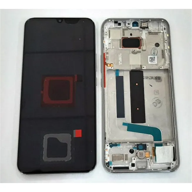 Pantalla lcd para Xiaomi Mi 10 Lite 5G 56000500J900 mas tactil negro mas marco plata Service Pack