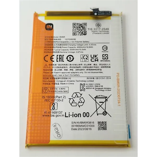 Batería BM5R 5000mAh para Xiaomi Redmi 12 4G 23053RN02A Redmi 12 5G 23076RN4BI 1330101000132B Service Pack