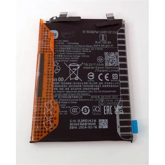 Bateria BM5V 5100mAh para Xiaomi Redmi Note 13 Pro 5G Poco X6 Service Pack 