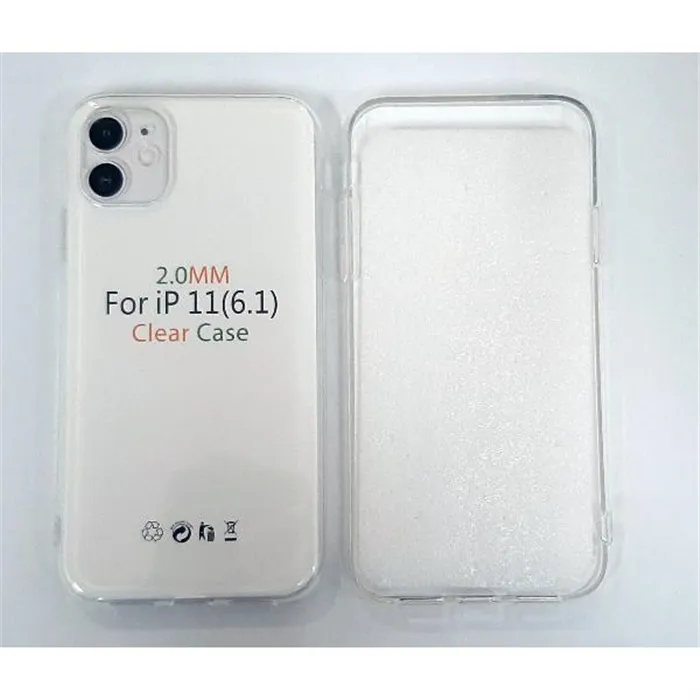 Funda de silicona transparente de 2 mm con cubierta de cámara para IPhone 11 A2111 A2221 A2223