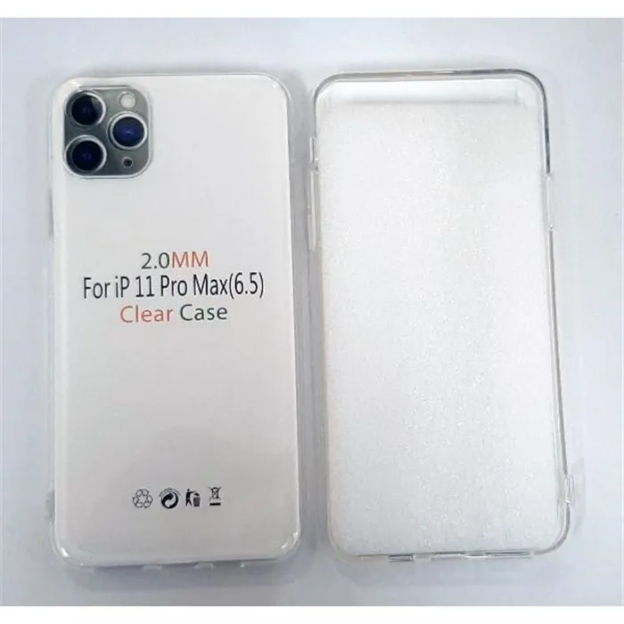Funda de silicona transparente de 2 mm con cubierta de cámara para Iphone 11 Pro Max A2161 A2218 A2220