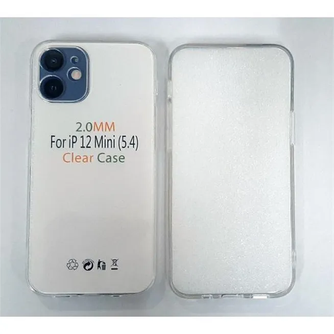 Funda de silicona transparente de 2 mm mas cubierta camara para IPhone 12 Mini A2399 A2176 A2398 A2400
