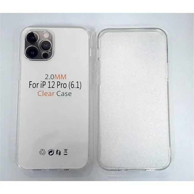 Funda de silicona transparente de 2 mm con cubierta de cámara para IPhone 12 Pro A2407 A2341 A2406 A2408