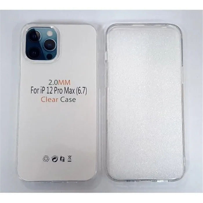 Funda de silicona transparente de 2 mm para iPhone 12 Pro Max A2342 A2410 A2411 A2412