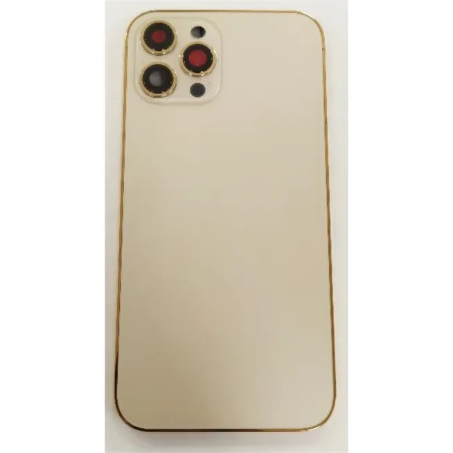 Carcasa central o marco dorado para iPhone 12 Pro Max mas tapa bateria mas lente camara