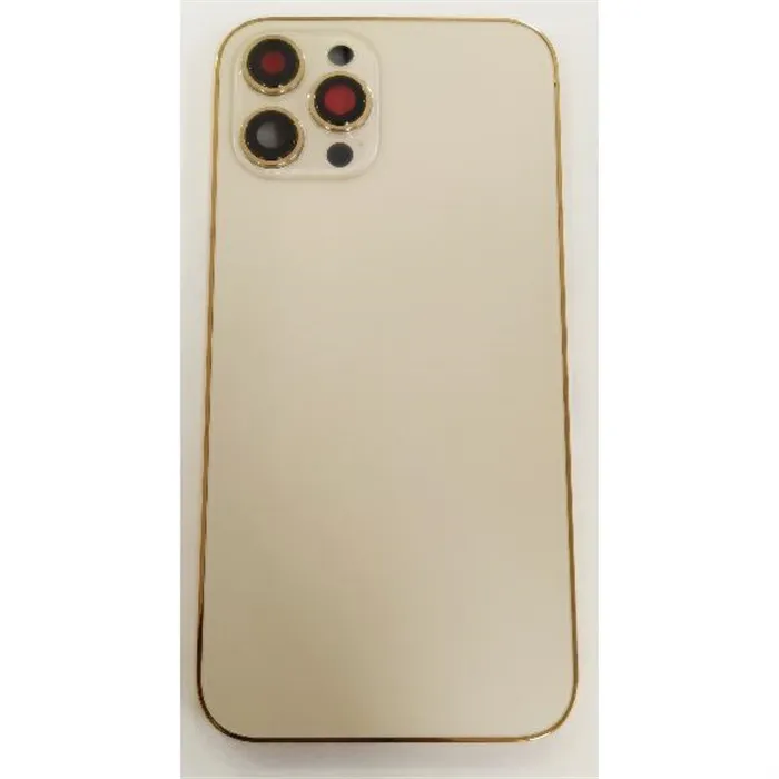 Carcasa central o marco dorado para iPhone 12 Pro Max mas tapa bateria mas lente camara