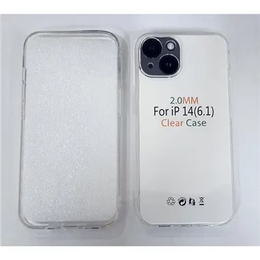 Funda de silicona transparente de 2 mm con cubierta de cámara para iPhone 14 A2882 A2649 A2881 A2884