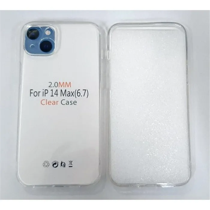 Funda de silicona transparente de 2 mm mas cubierta camara para iPhone 14 Plus