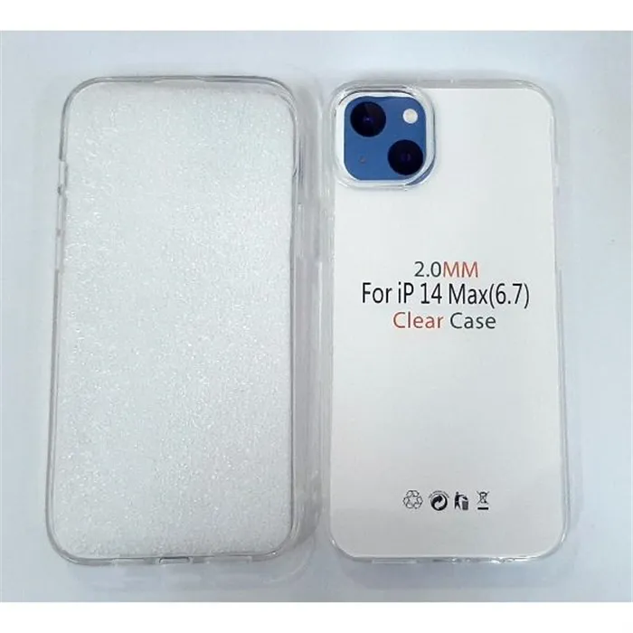 Funda de silicona transparente de 2 mm para iPhone 14 Plus