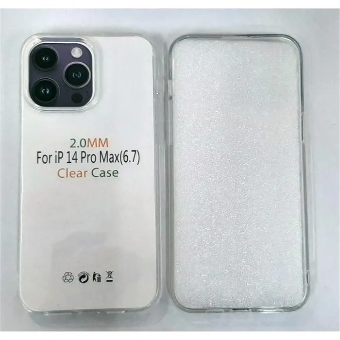 Funda de silicona transparente de 2 mm para iPhone 14 Pro Max