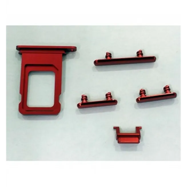IPhone XR set 5 piezas botones + soporte sim rojo premium